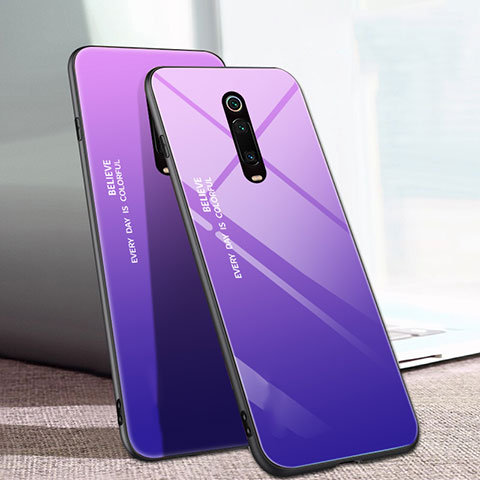 Silikon Schutzhülle Rahmen Tasche Hülle Spiegel Farbverlauf Regenbogen H01 für Xiaomi Mi 9T Pro Violett
