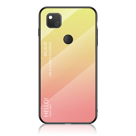 Silikon Schutzhülle Rahmen Tasche Hülle Spiegel Farbverlauf Regenbogen LS1 für Google Pixel 4a Gelb