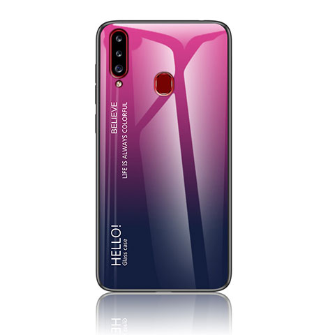 Silikon Schutzhülle Rahmen Tasche Hülle Spiegel Farbverlauf Regenbogen LS1 für Samsung Galaxy A20s Pink