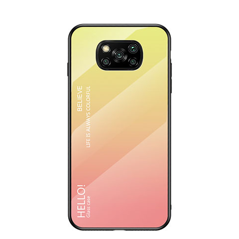 Silikon Schutzhülle Rahmen Tasche Hülle Spiegel Farbverlauf Regenbogen LS1 für Xiaomi Poco X3 NFC Gelb