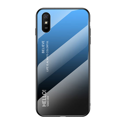 Silikon Schutzhülle Rahmen Tasche Hülle Spiegel Farbverlauf Regenbogen LS1 für Xiaomi Redmi 9A Blau