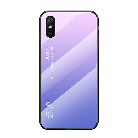 Silikon Schutzhülle Rahmen Tasche Hülle Spiegel Farbverlauf Regenbogen LS1 für Xiaomi Redmi 9AT Helles Lila