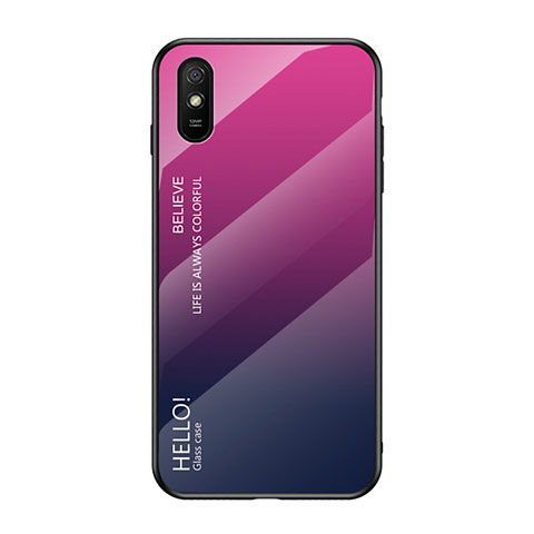 Silikon Schutzhülle Rahmen Tasche Hülle Spiegel Farbverlauf Regenbogen LS1 für Xiaomi Redmi 9AT Pink