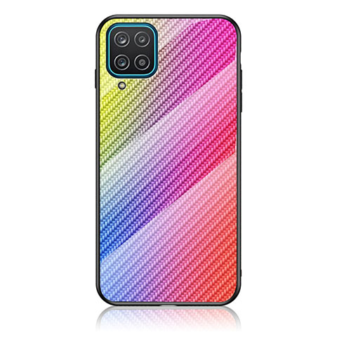 Silikon Schutzhülle Rahmen Tasche Hülle Spiegel Farbverlauf Regenbogen LS2 für Samsung Galaxy M12 Rosa