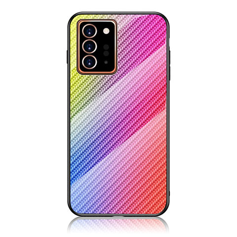 Silikon Schutzhülle Rahmen Tasche Hülle Spiegel Farbverlauf Regenbogen LS2 für Samsung Galaxy Note 20 Ultra 5G Rosa
