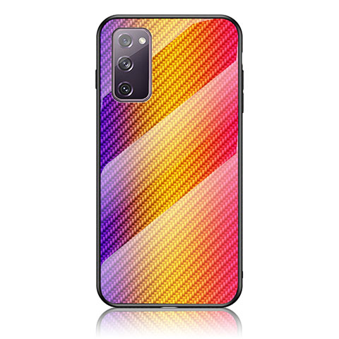 Silikon Schutzhülle Rahmen Tasche Hülle Spiegel Farbverlauf Regenbogen LS2 für Samsung Galaxy S20 FE (2022) 5G Orange