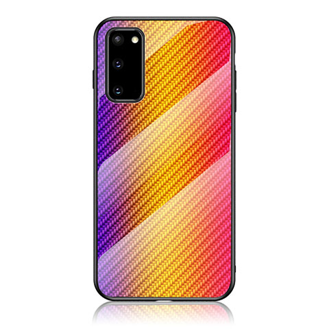 Silikon Schutzhülle Rahmen Tasche Hülle Spiegel Farbverlauf Regenbogen LS2 für Samsung Galaxy S20 Orange