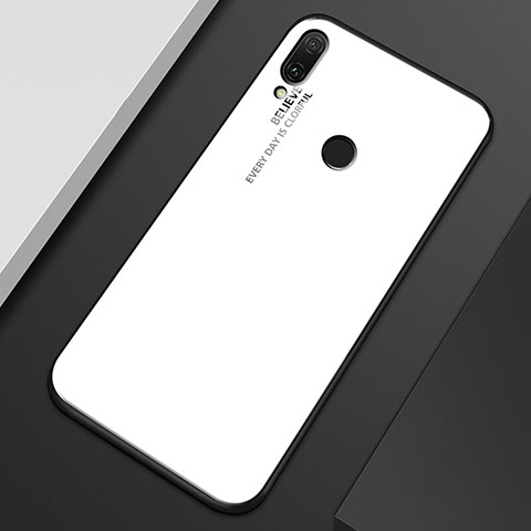 Silikon Schutzhülle Rahmen Tasche Hülle Spiegel Farbverlauf Regenbogen M01 für Huawei Y9 (2019) Weiß
