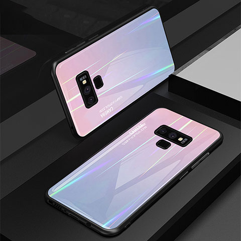 Silikon Schutzhülle Rahmen Tasche Hülle Spiegel Farbverlauf Regenbogen M01 für Samsung Galaxy Note 9 Violett