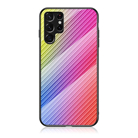 Silikon Schutzhülle Rahmen Tasche Hülle Spiegel Farbverlauf Regenbogen M01 für Samsung Galaxy S22 Ultra 5G Rosa
