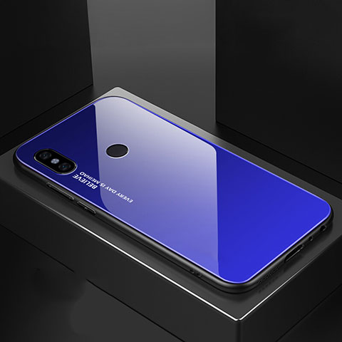Silikon Schutzhülle Rahmen Tasche Hülle Spiegel Farbverlauf Regenbogen M01 für Xiaomi Mi A2 Blau