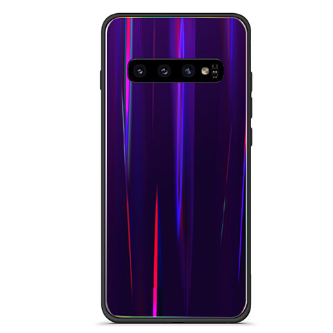Silikon Schutzhülle Rahmen Tasche Hülle Spiegel Farbverlauf Regenbogen M02 für Samsung Galaxy S10 5G Violett