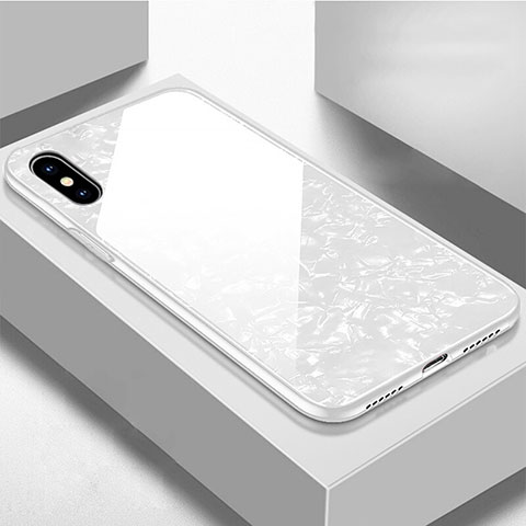 Silikon Schutzhülle Rahmen Tasche Hülle Spiegel für Apple iPhone Xs Max Weiß
