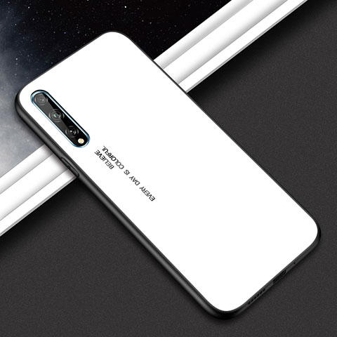 Silikon Schutzhülle Rahmen Tasche Hülle Spiegel für Huawei Enjoy 10S Weiß