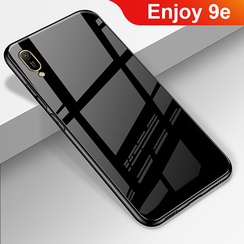Silikon Schutzhülle Rahmen Tasche Hülle Spiegel für Huawei Enjoy 9e Schwarz
