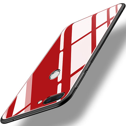 Silikon Schutzhülle Rahmen Tasche Hülle Spiegel für Huawei Honor 9i Rot