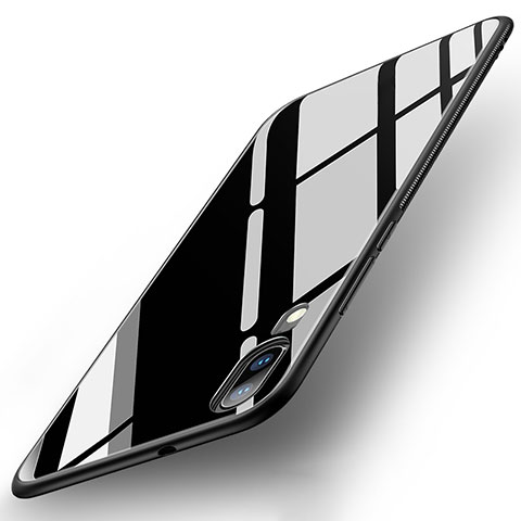 Silikon Schutzhülle Rahmen Tasche Hülle Spiegel für Huawei P20 Schwarz