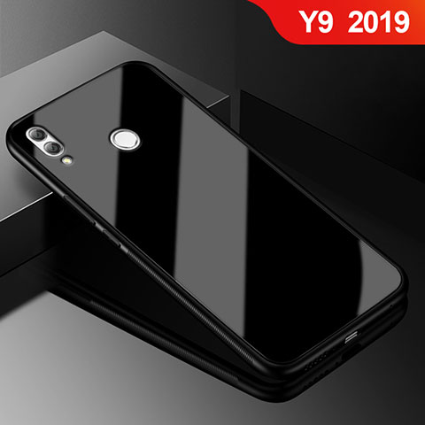 Silikon Schutzhülle Rahmen Tasche Hülle Spiegel für Huawei Y9 (2019) Schwarz
