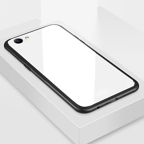 Silikon Schutzhülle Rahmen Tasche Hülle Spiegel für Oppo A3 Weiß