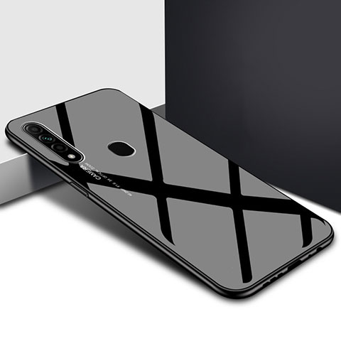 Silikon Schutzhülle Rahmen Tasche Hülle Spiegel für Oppo A31 Schwarz