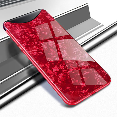 Silikon Schutzhülle Rahmen Tasche Hülle Spiegel für Oppo Find X Super Flash Edition Rot