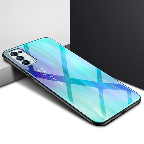 Silikon Schutzhülle Rahmen Tasche Hülle Spiegel für Oppo Find X3 Lite 5G Cyan