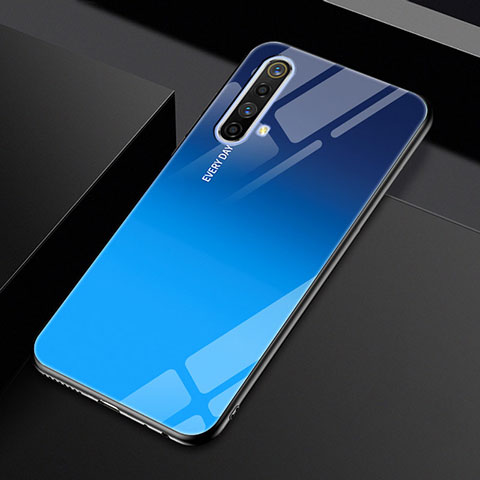 Silikon Schutzhülle Rahmen Tasche Hülle Spiegel für Realme X50 5G Blau