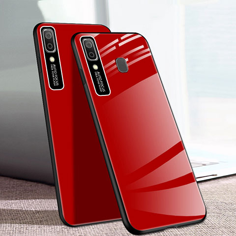 Silikon Schutzhülle Rahmen Tasche Hülle Spiegel für Samsung Galaxy A20e Rot