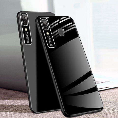 Silikon Schutzhülle Rahmen Tasche Hülle Spiegel für Samsung Galaxy A20e Schwarz