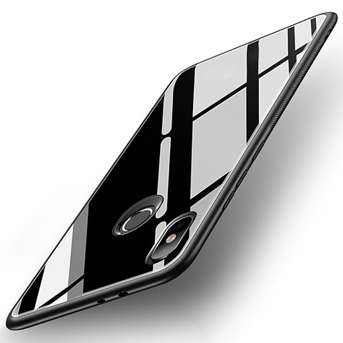 Silikon Schutzhülle Rahmen Tasche Hülle Spiegel für Xiaomi Mi A2 Schwarz