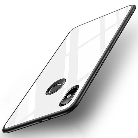 Silikon Schutzhülle Rahmen Tasche Hülle Spiegel für Xiaomi Mi A2 Weiß