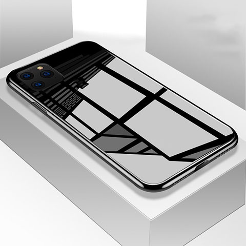 Silikon Schutzhülle Rahmen Tasche Hülle Spiegel M01 für Apple iPhone 11 Pro Max Schwarz
