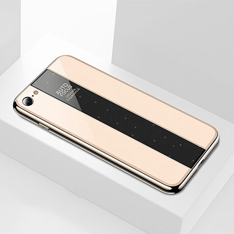 Silikon Schutzhülle Rahmen Tasche Hülle Spiegel M01 für Apple iPhone 7 Gold