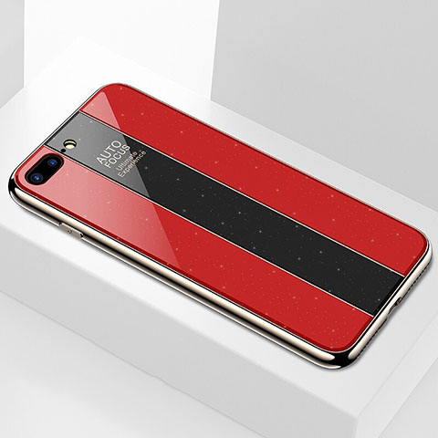 Silikon Schutzhülle Rahmen Tasche Hülle Spiegel M01 für Apple iPhone 8 Plus Rot