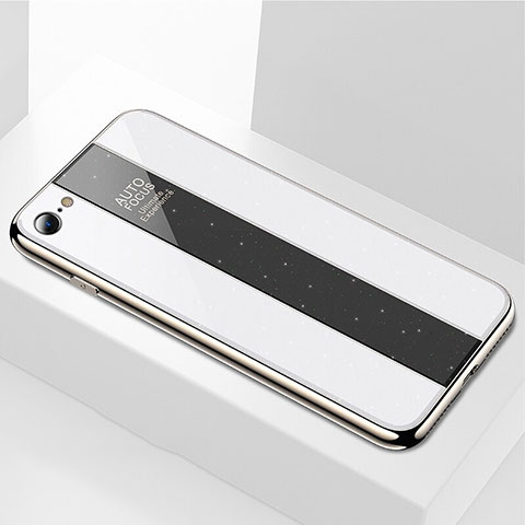 Silikon Schutzhülle Rahmen Tasche Hülle Spiegel M01 für Apple iPhone 8 Weiß
