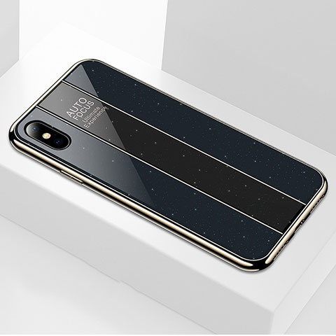 Silikon Schutzhülle Rahmen Tasche Hülle Spiegel M01 für Apple iPhone Xs Max Schwarz