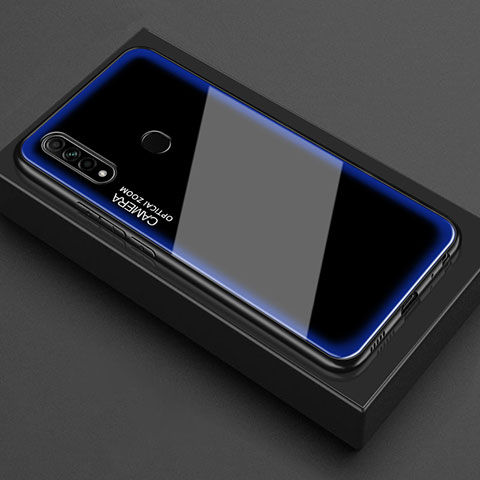 Silikon Schutzhülle Rahmen Tasche Hülle Spiegel M01 für Oppo A31 Blau
