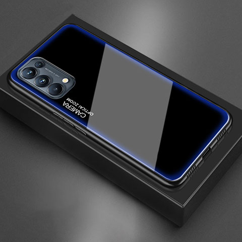 Silikon Schutzhülle Rahmen Tasche Hülle Spiegel M01 für Oppo Reno5 Pro 5G Blau