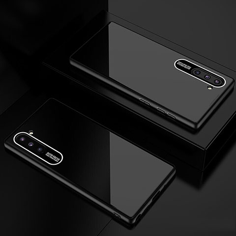 Silikon Schutzhülle Rahmen Tasche Hülle Spiegel M01 für Samsung Galaxy Note 10 5G Schwarz