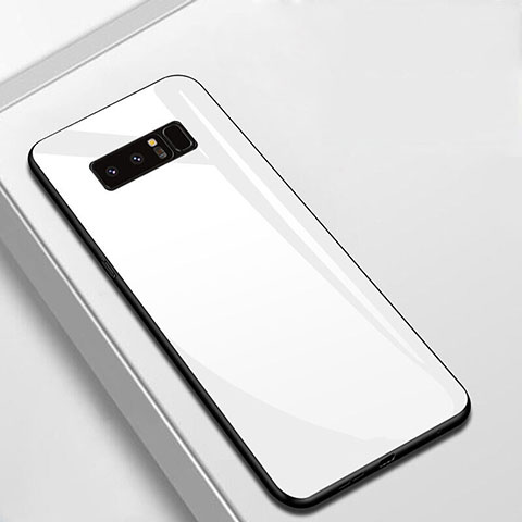 Silikon Schutzhülle Rahmen Tasche Hülle Spiegel M02 für Samsung Galaxy Note 8 Weiß