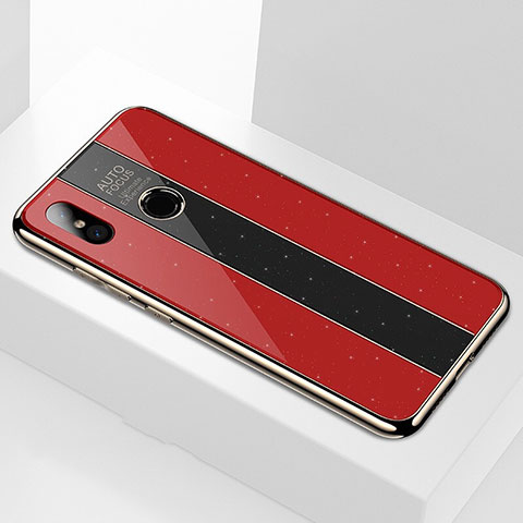 Silikon Schutzhülle Rahmen Tasche Hülle Spiegel M02 für Xiaomi Mi 6X Rot