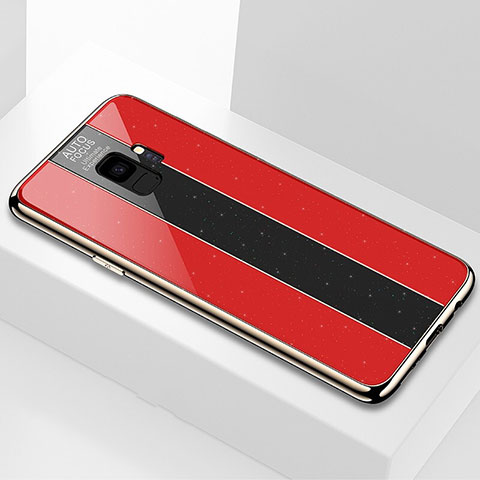 Silikon Schutzhülle Rahmen Tasche Hülle Spiegel M03 für Samsung Galaxy S9 Rot