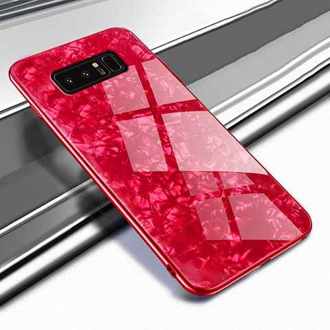 Silikon Schutzhülle Rahmen Tasche Hülle Spiegel M04 für Samsung Galaxy Note 8 Duos N950F Rot