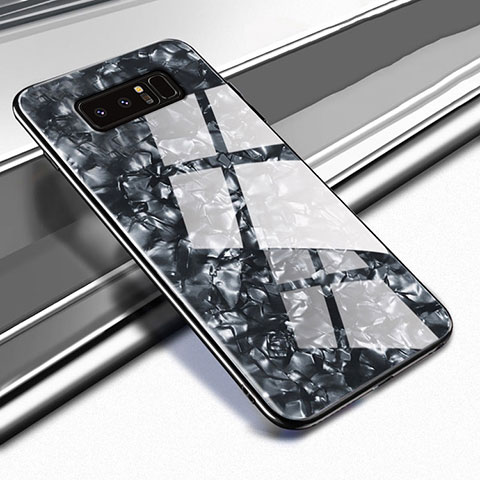 Silikon Schutzhülle Rahmen Tasche Hülle Spiegel M04 für Samsung Galaxy Note 8 Duos N950F Schwarz