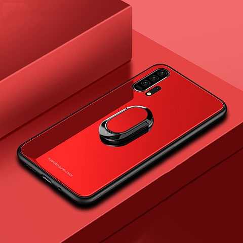 Silikon Schutzhülle Rahmen Tasche Hülle Spiegel mit Magnetisch Fingerring Ständer für Huawei Honor 20 Pro Rot