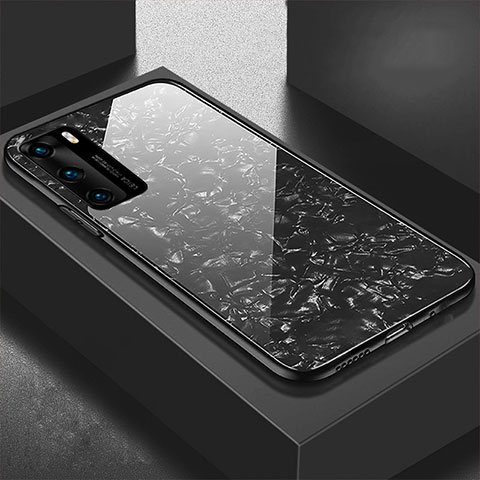 Silikon Schutzhülle Rahmen Tasche Hülle Spiegel T01 für Huawei P40 Schwarz