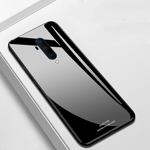 Silikon Schutzhülle Rahmen Tasche Hülle Spiegel T01 für OnePlus 7T Pro Schwarz