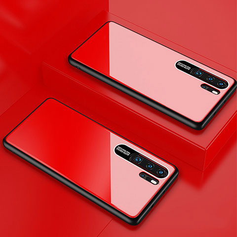 Silikon Schutzhülle Rahmen Tasche Hülle Spiegel T02 für Huawei P30 Pro Rot