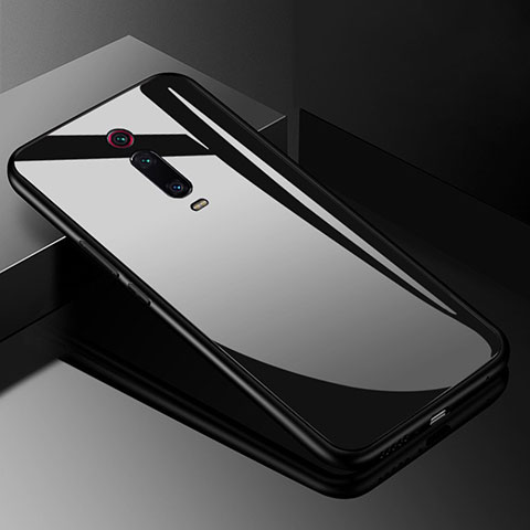 Silikon Schutzhülle Rahmen Tasche Hülle Spiegel T03 für Xiaomi Mi 9T Pro Schwarz