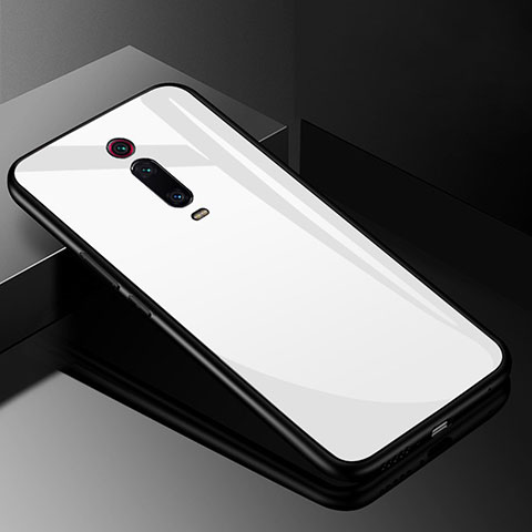 Silikon Schutzhülle Rahmen Tasche Hülle Spiegel T03 für Xiaomi Mi 9T Weiß